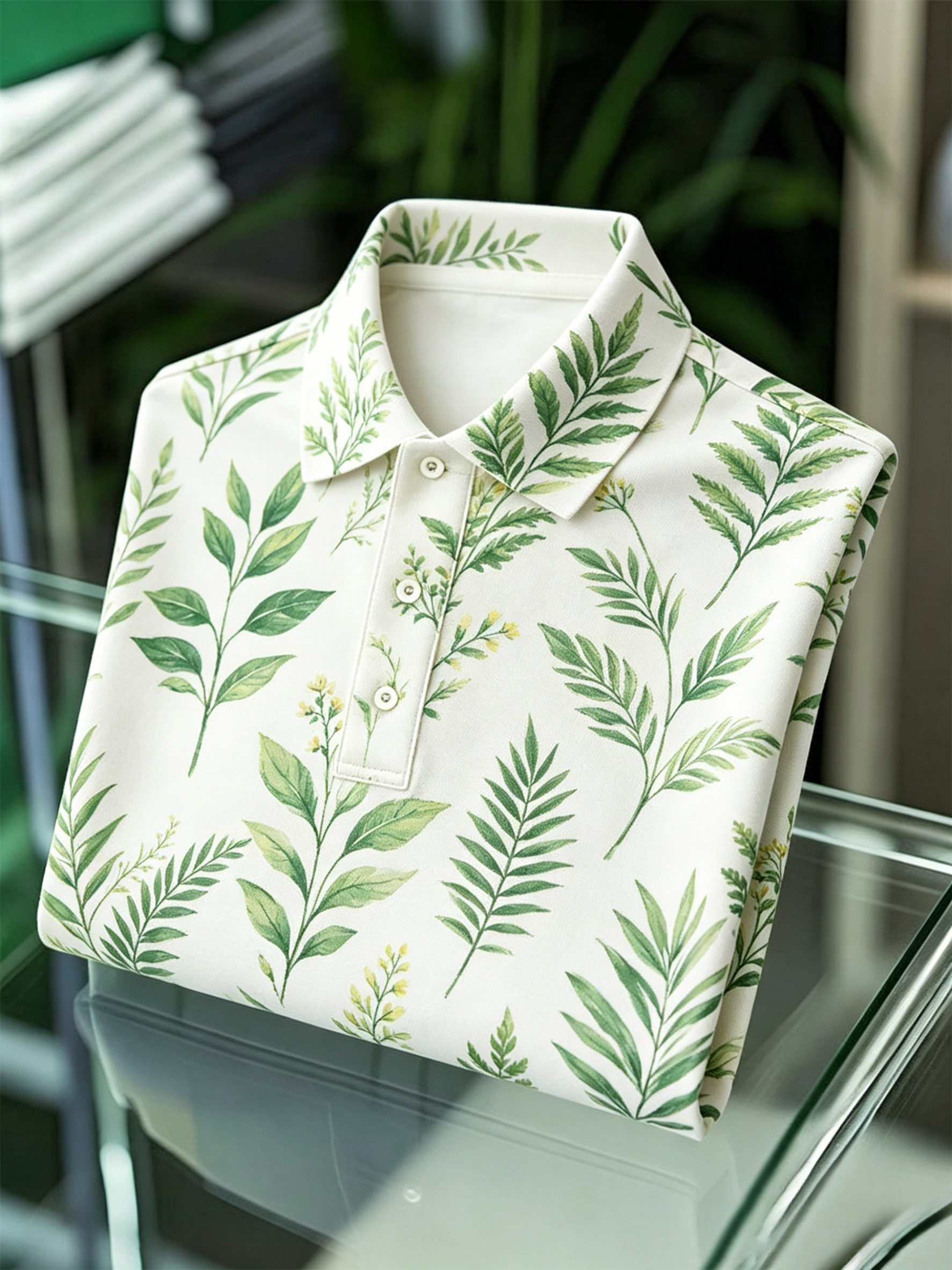 Men's Floral Printed Holiday Casual Short Sleeve Polo Shirt