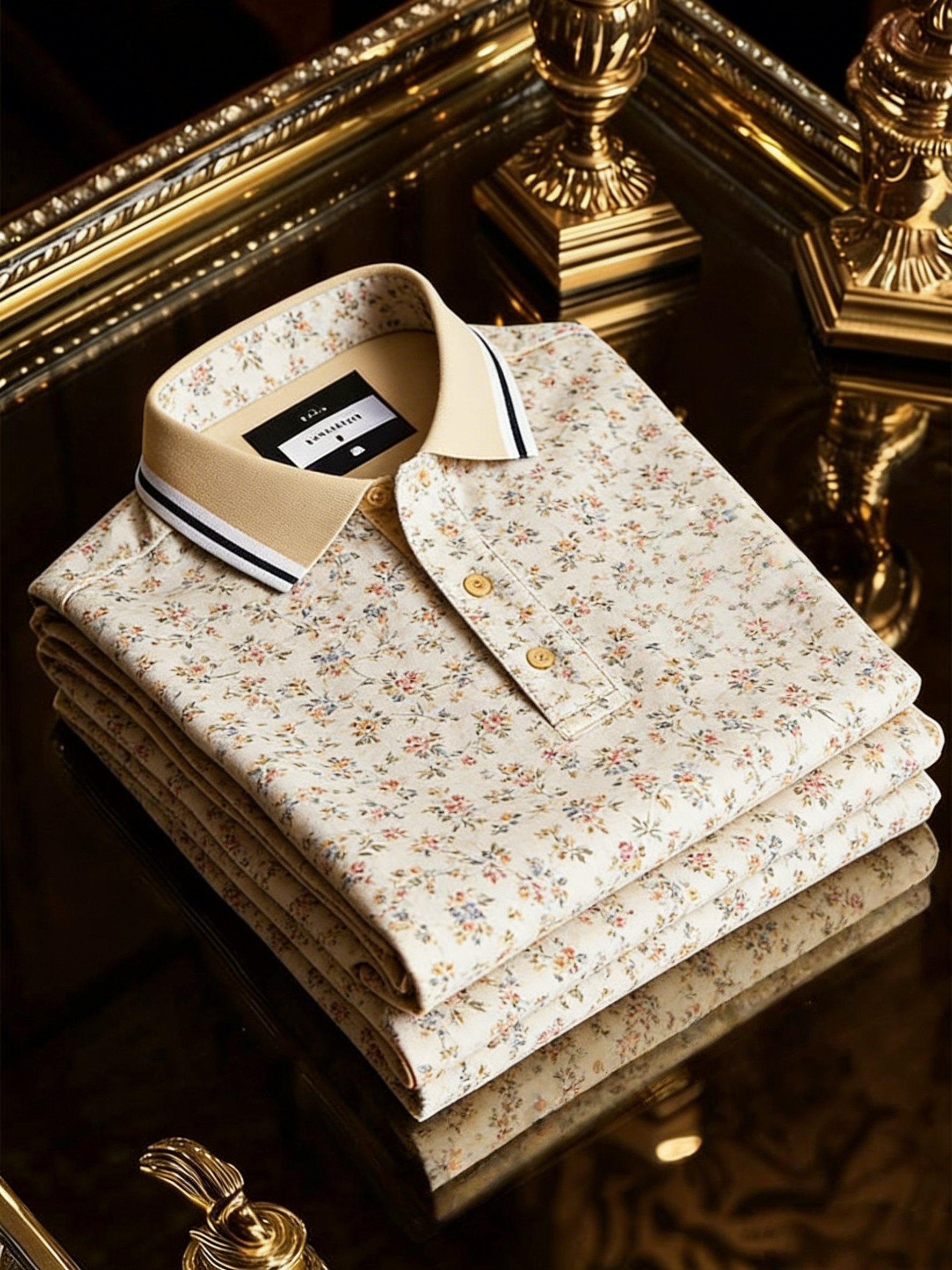 Men's Floral Printed Holiday Casual Short Sleeve Polo Shirt