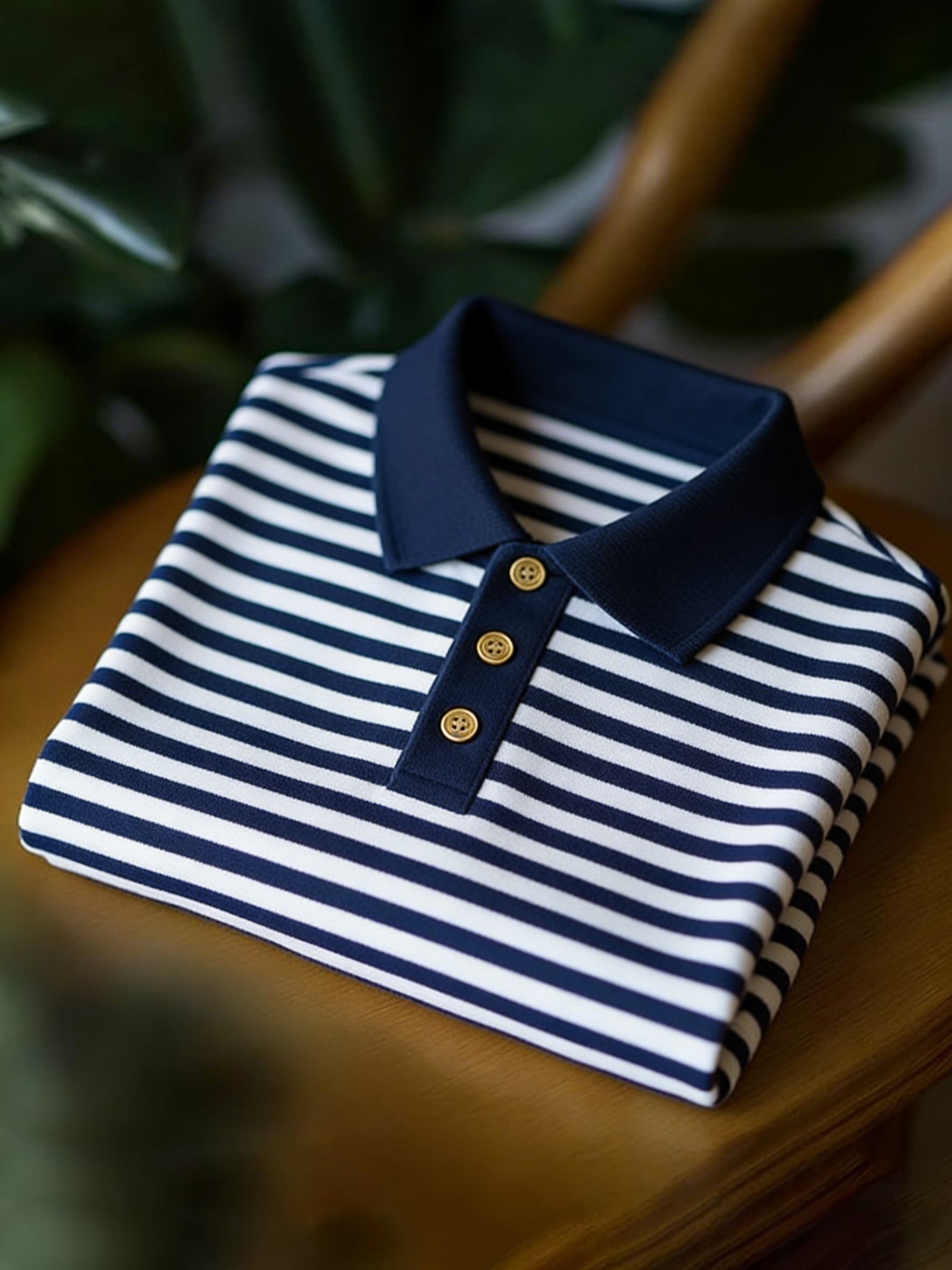 Men's Business Casual Color Block Stripe Button Short Sleeve Polo Shirt