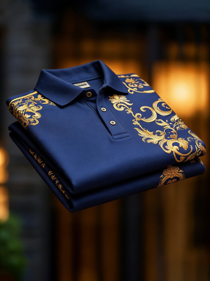 Men's Classic Business Button Short Sleeve Polo Shirt