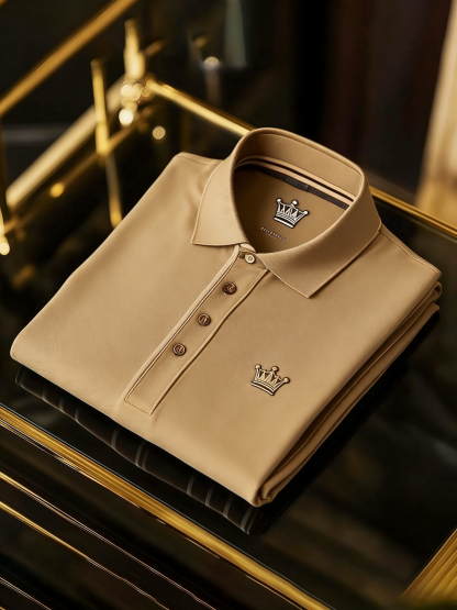 Men's Classic Business Button Short Sleeve Polo Shirt