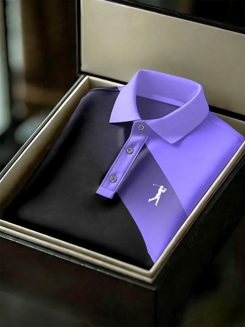 Men's Business Style Print Short Sleeved Polo Shirt