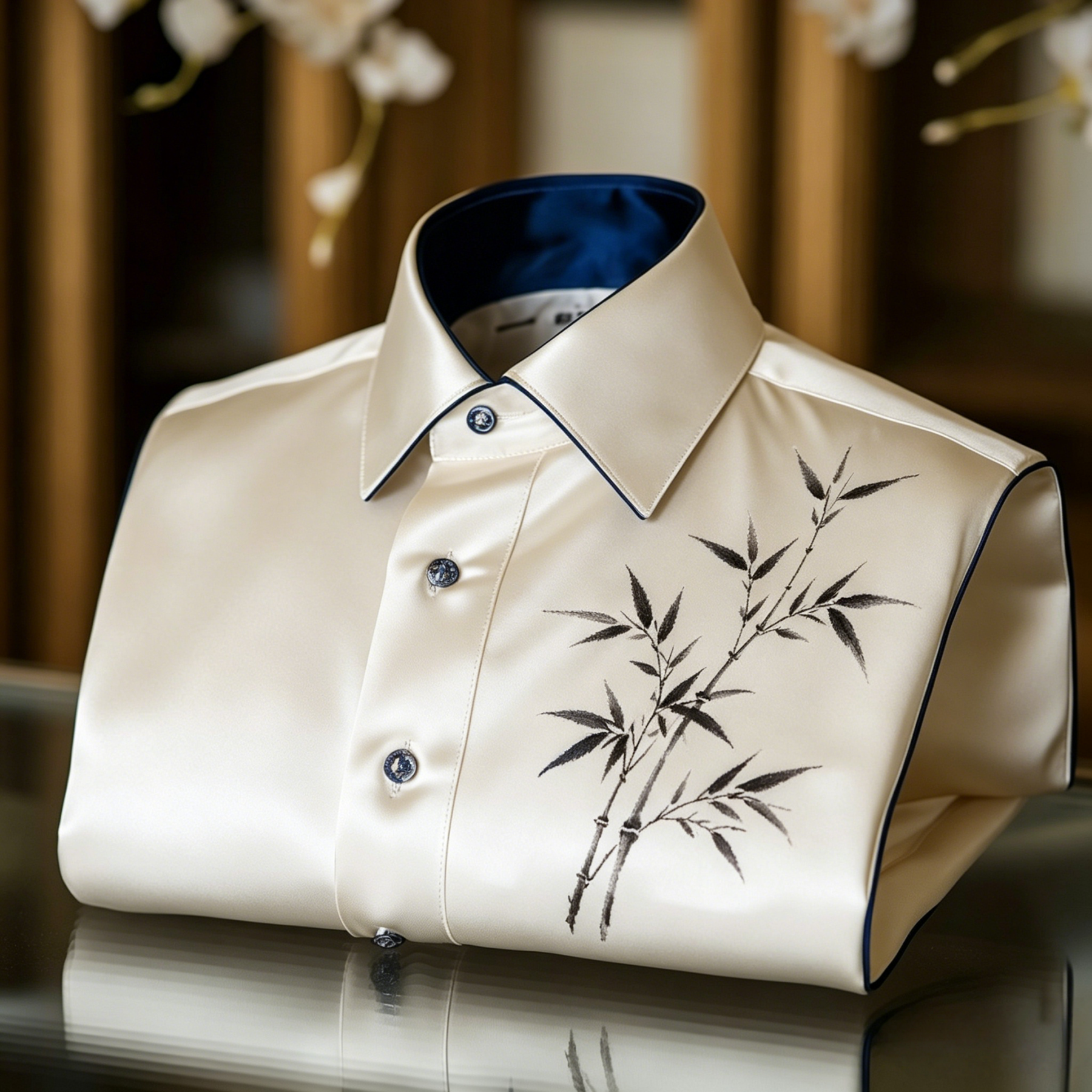 Luxurious and high-end Men's stand collar shirt floral patterns