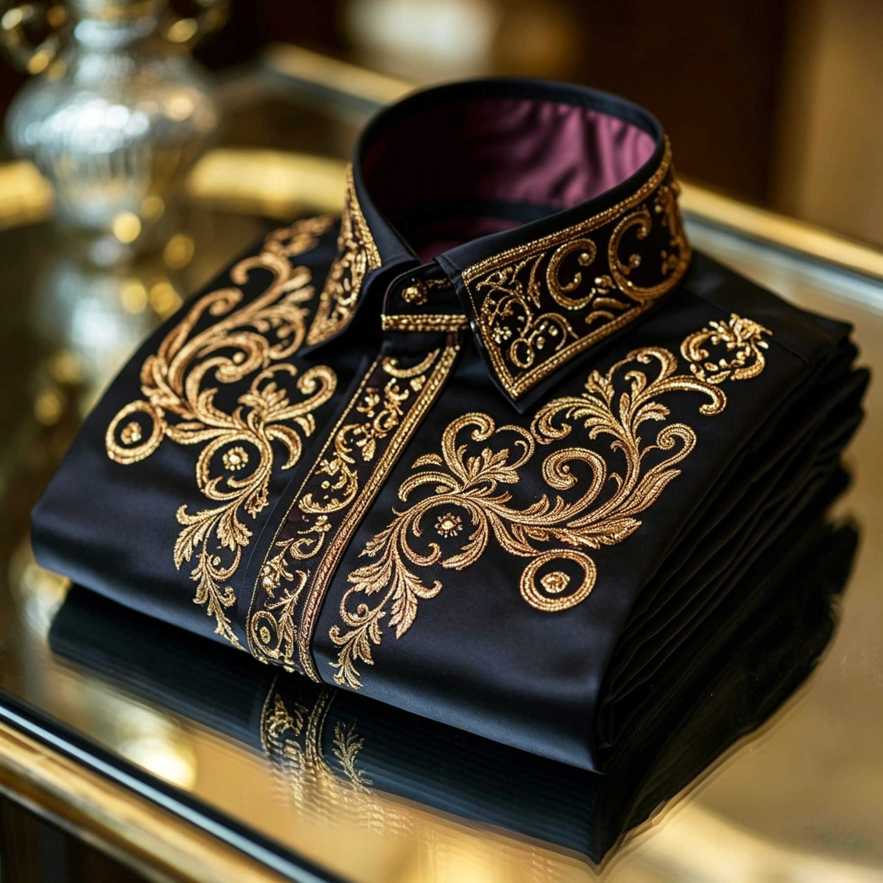 Luxurious and high-end Men's stand collar shirt floral patterns