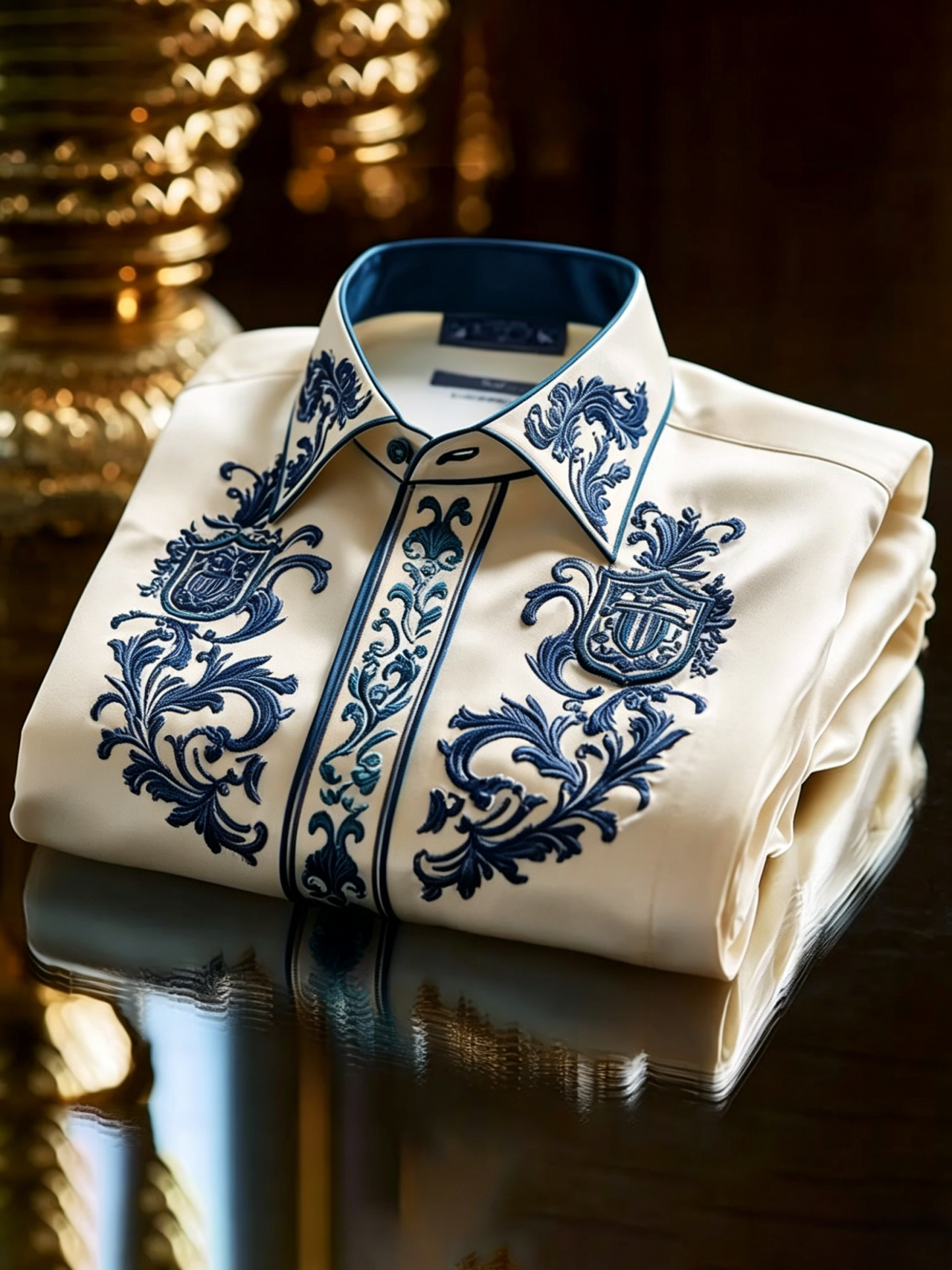 Luxurious and high-end Men's stand collar shirt floral patterns