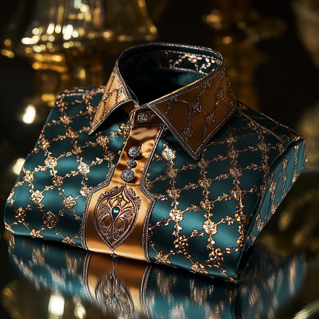Luxurious and high-end Men's stand collar shirt floral patterns