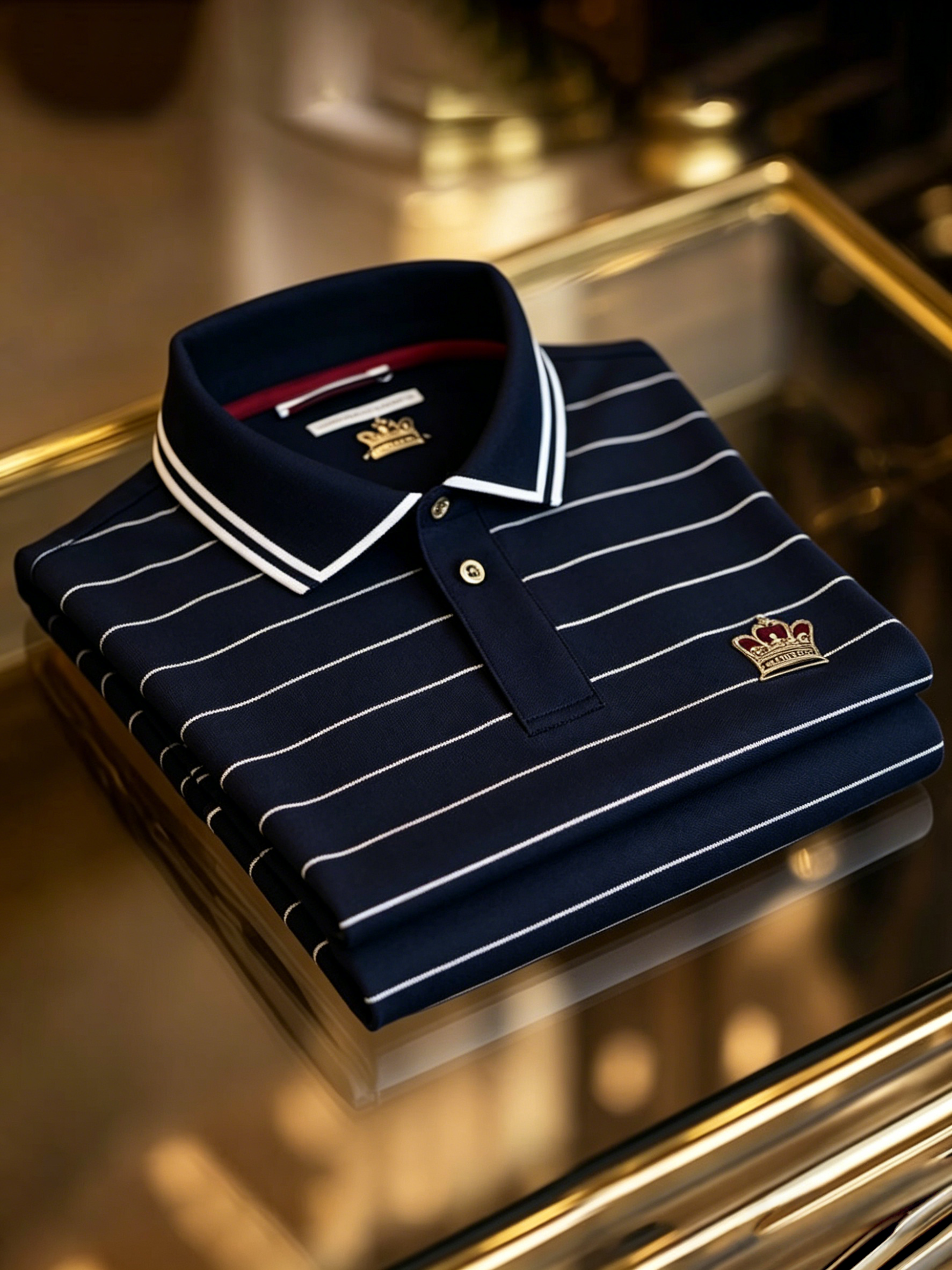 Men's Business Casual Color Block Stripe Button Short Sleeve Polo Shirt