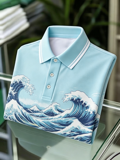 Men's Business Button-Down Short Sleeve Polo Shirt