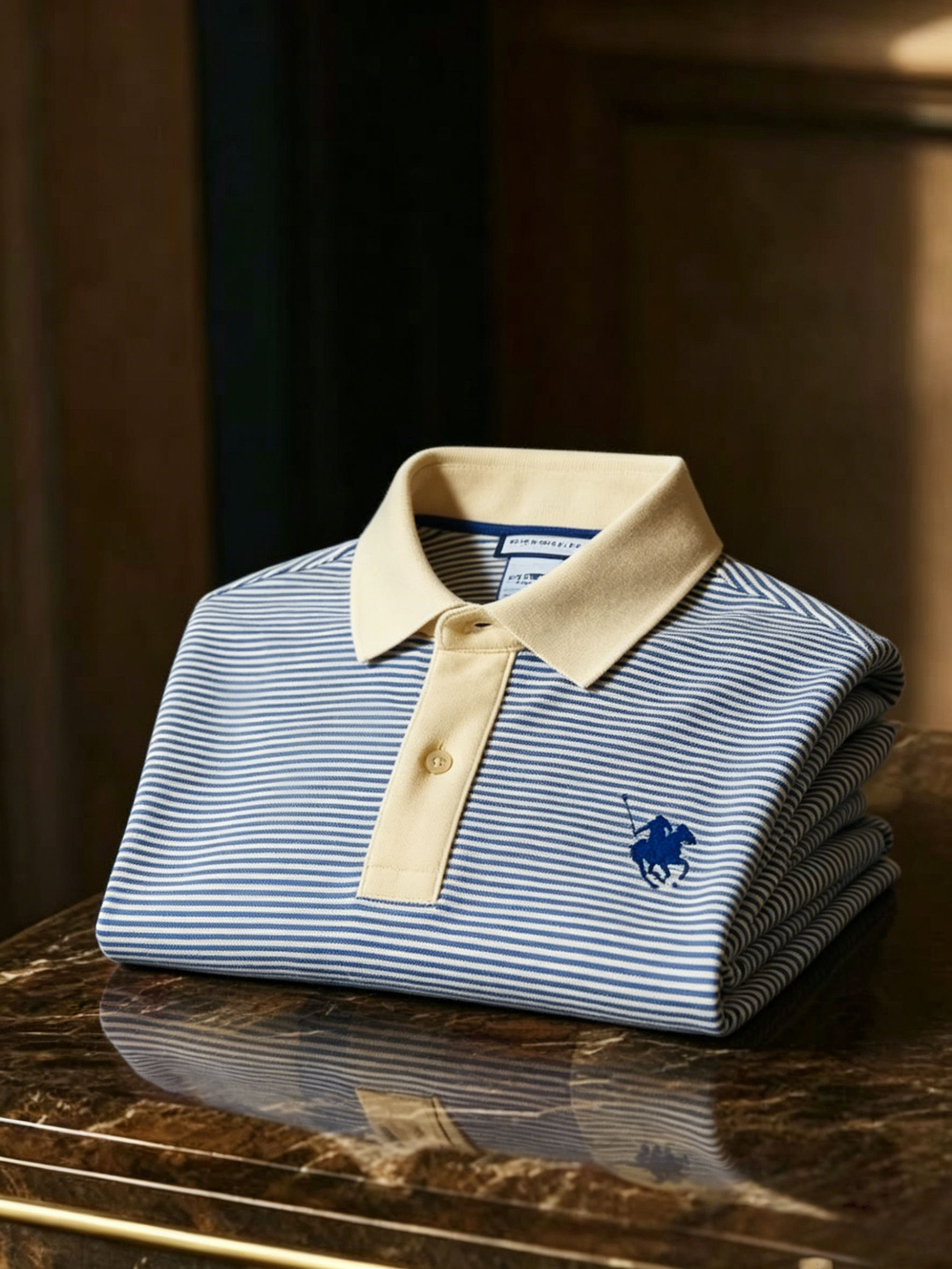 Men's Business Casual Color Block Stripe Button Short Sleeve Polo Shirt