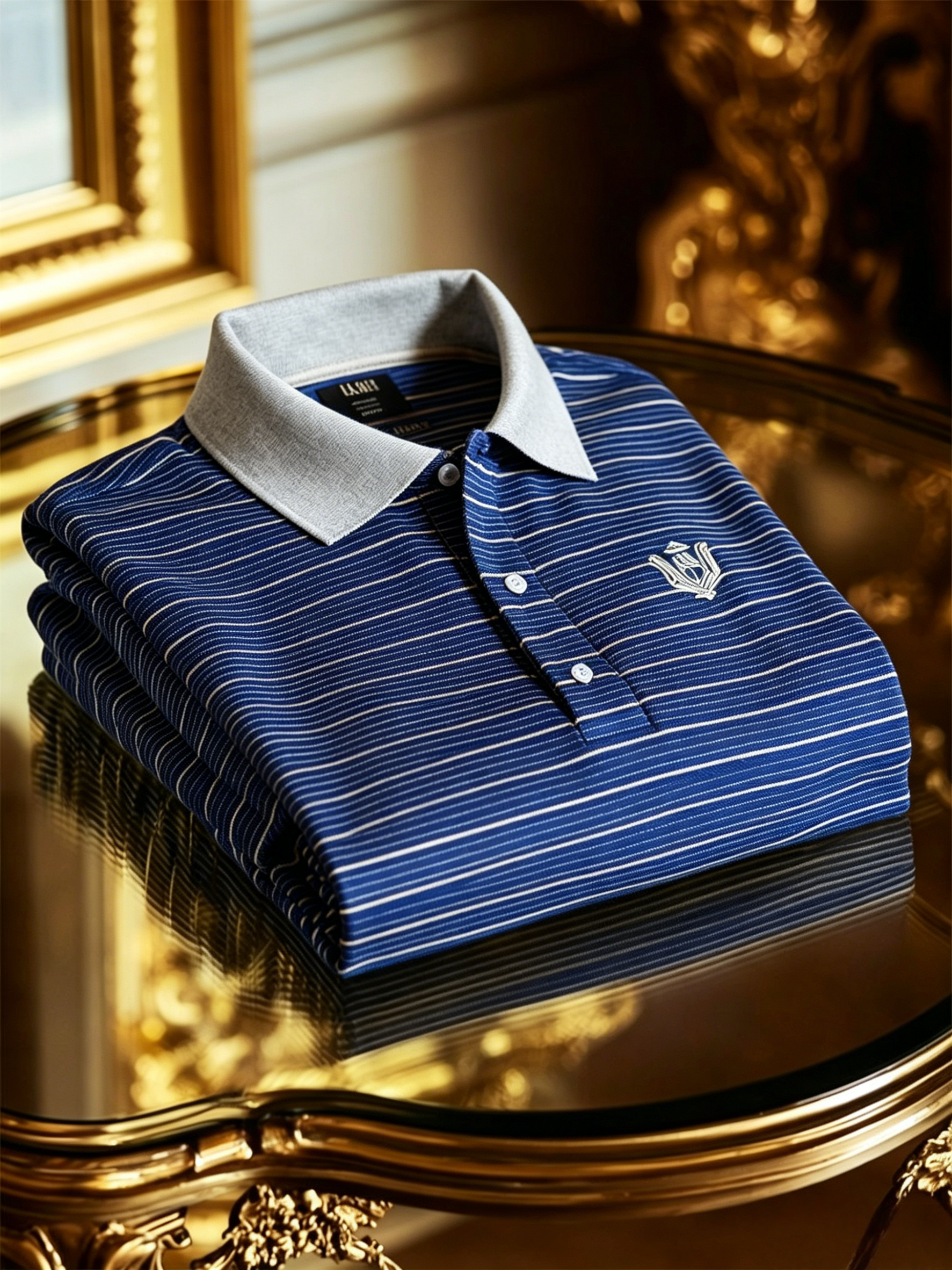 Men's Business Casual Color Block Stripe Button Short Sleeve Polo Shirt