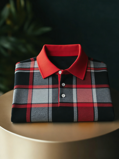 Men's Business Button-Down Short Sleeve Polo Shirt