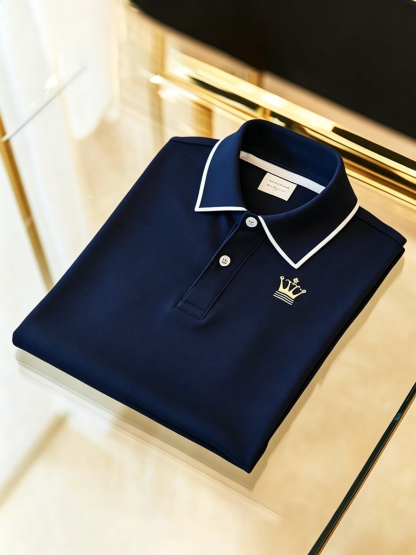 Men's Business Button-Down Short Sleeve Polo Shirt
