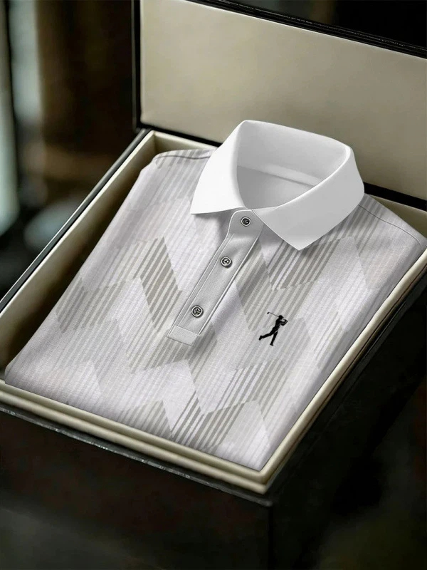 Men's Geometric Golf Sports Short Sleeve Polo Shirts
