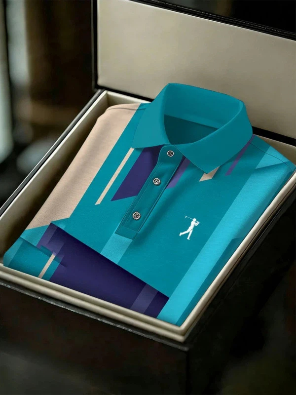 Men's Geometric Golf Sports Short Sleeve Polo Shirts