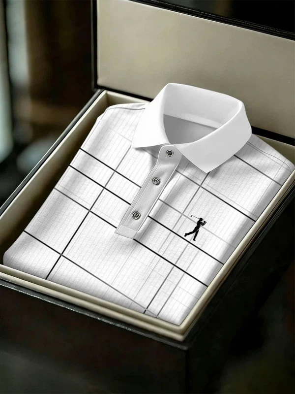 Men's Geometric Golf Sports Short Sleeve Polo Shirts