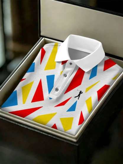 Men's Geometric Golf Sports Short Sleeve Polo Shirts