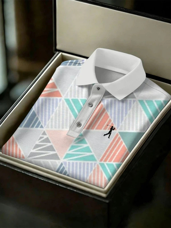 Men's Geometric Golf Sports Short Sleeve Polo Shirts