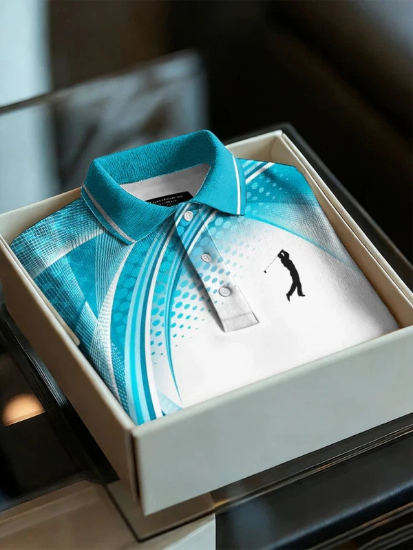 Men's Geometric Golf Sports Short Sleeve Polo Shirts