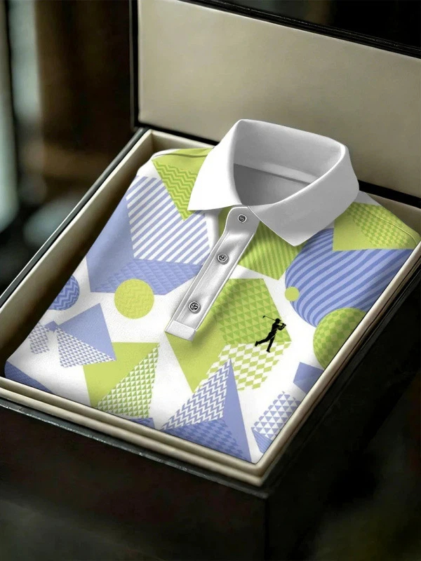 Men's Geometric Golf Sports Short Sleeve Polo Shirts
