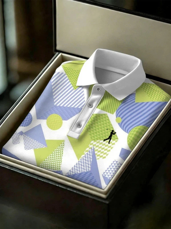 Men's Geometric Golf Sports Short Sleeve Polo Shirts