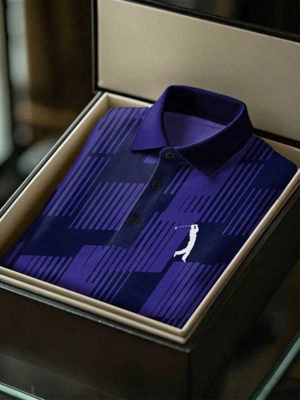 Men's Geometric Golf Sports Short Sleeve Polo Shirts