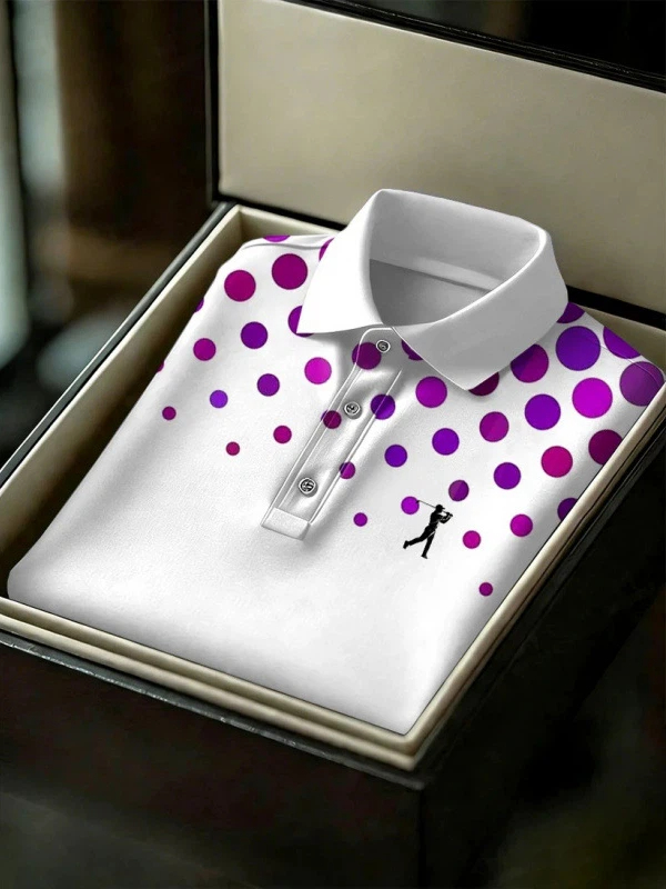 Men's Geometric Golf Sports Short Sleeve Polo Shirts