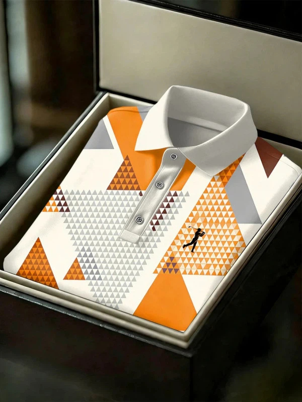 Men's Geometric Golf Sports Short Sleeve Polo Shirts