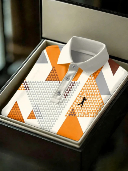 Men's Geometric Golf Sports Short Sleeve Polo Shirts