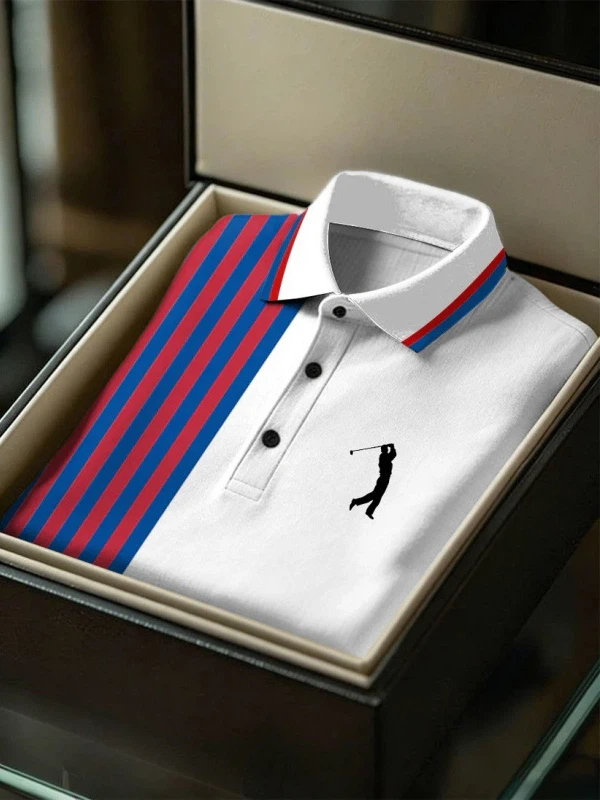 Men's Geometric Golf Sports Short Sleeve Polo Shirts