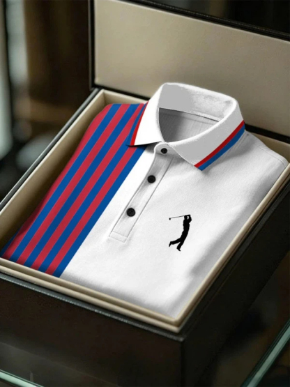 Men's Geometric Golf Sports Short Sleeve Polo Shirts