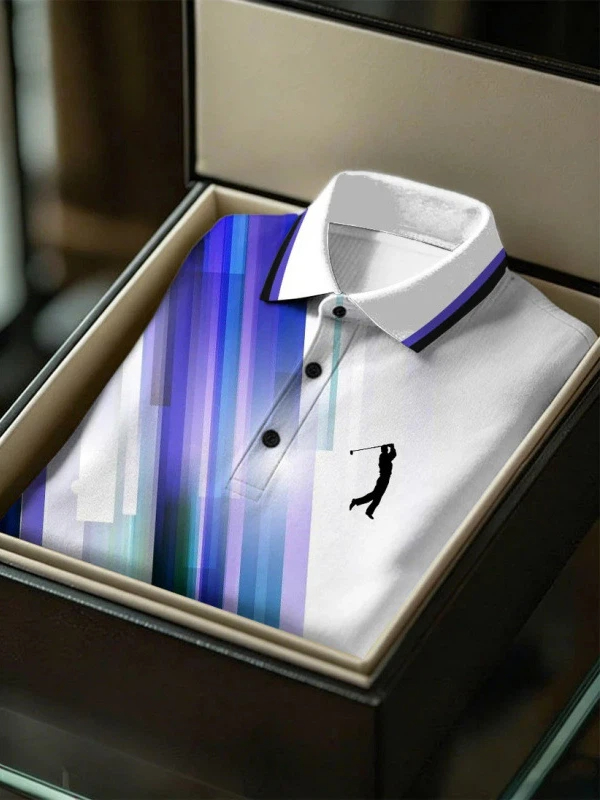 Men's Geometric Golf Sports Short Sleeve Polo Shirts