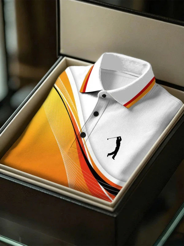 Men's Geometric Golf Sports Short Sleeve Polo Shirts