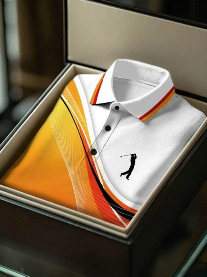 Men's Geometric Golf Sports Short Sleeve Polo Shirts