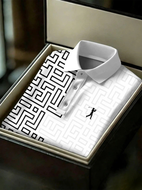 Men's Geometric Golf Sports Short Sleeve Polo Shirts