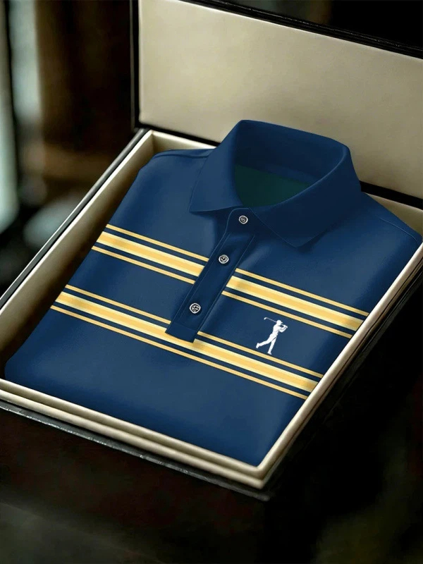 Men's Geometric Golf Sports Short Sleeve Polo Shirts
