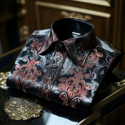 Men's Luxe Satin Long Sleeve Shirt