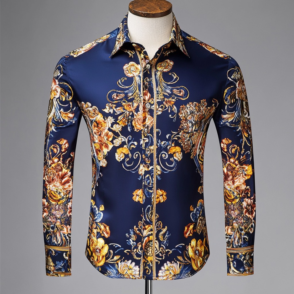 Men's Luxe Satin Long Sleeve Shirt