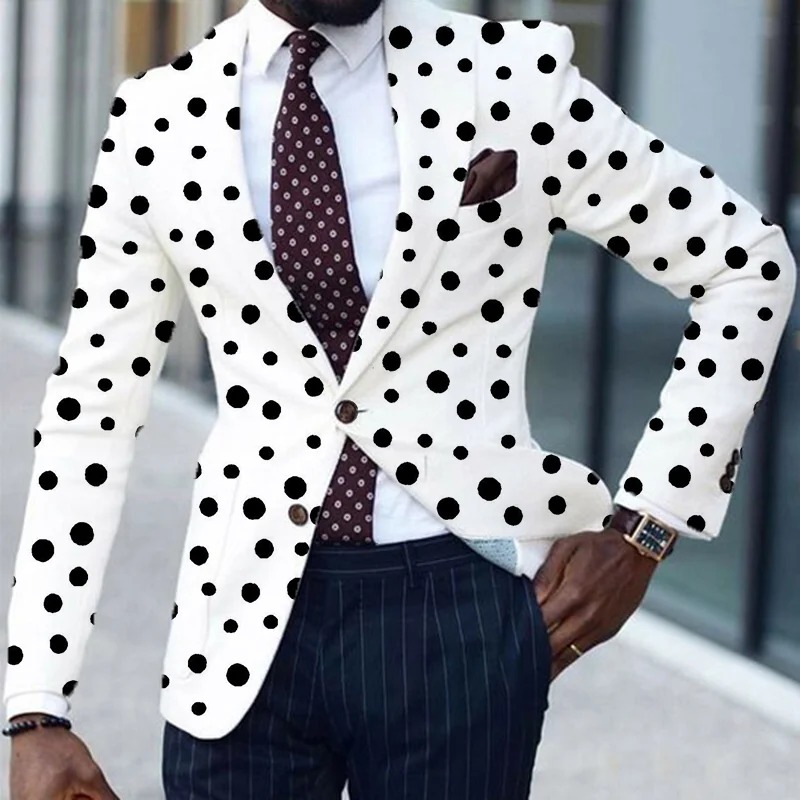 Men's Fashion Polka Dot Two Button Blazer