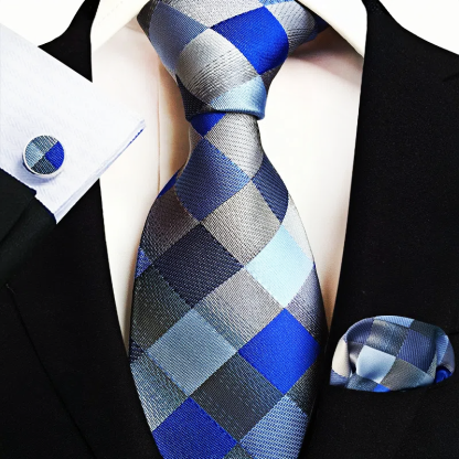 Men's Classic Paisley Tie Pocket Square Cufflinks Set