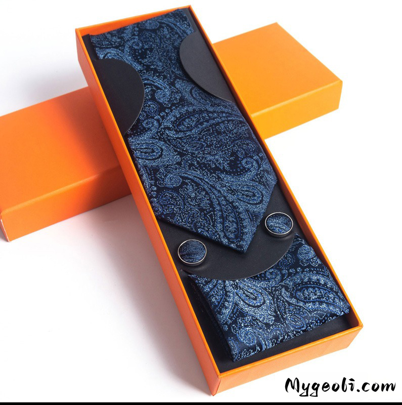 Paisley Men's Tie Square Scarf Cufflinks Gift Box Set