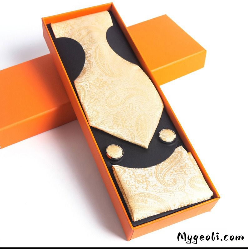 Paisley Men's Tie Square Scarf Cufflinks Gift Box Set