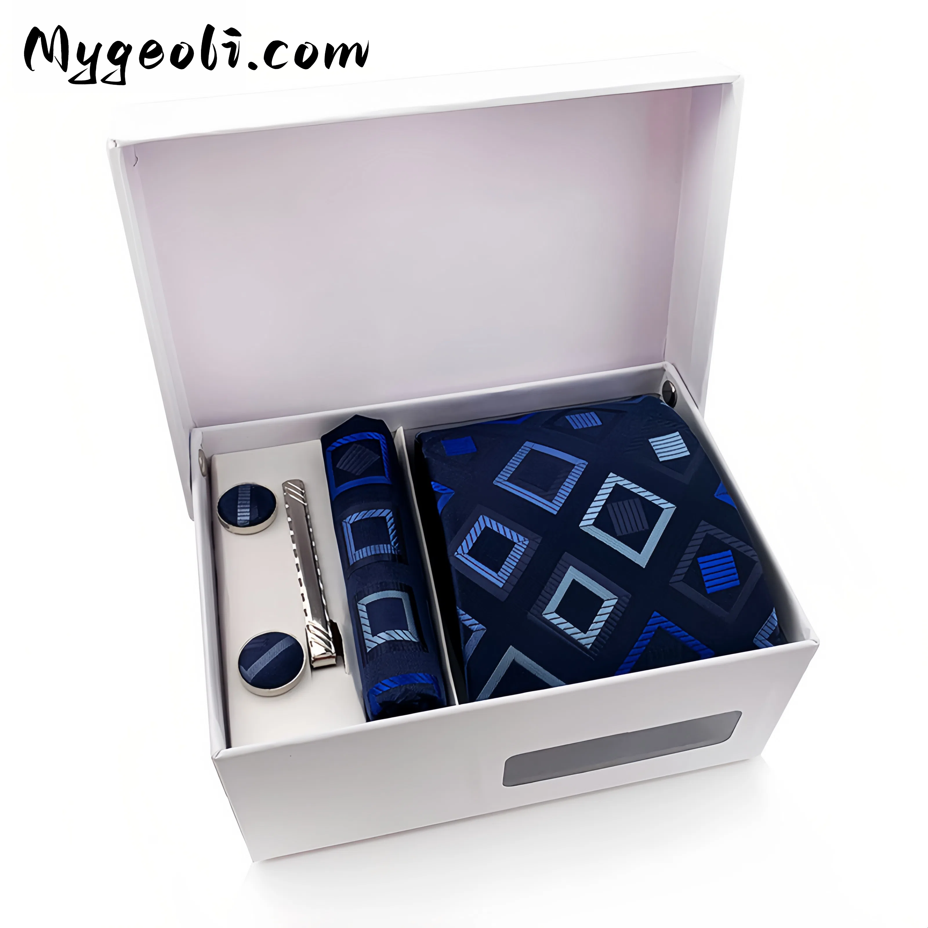 Men's tie pocket scarf tie clip cufflinks gift box set