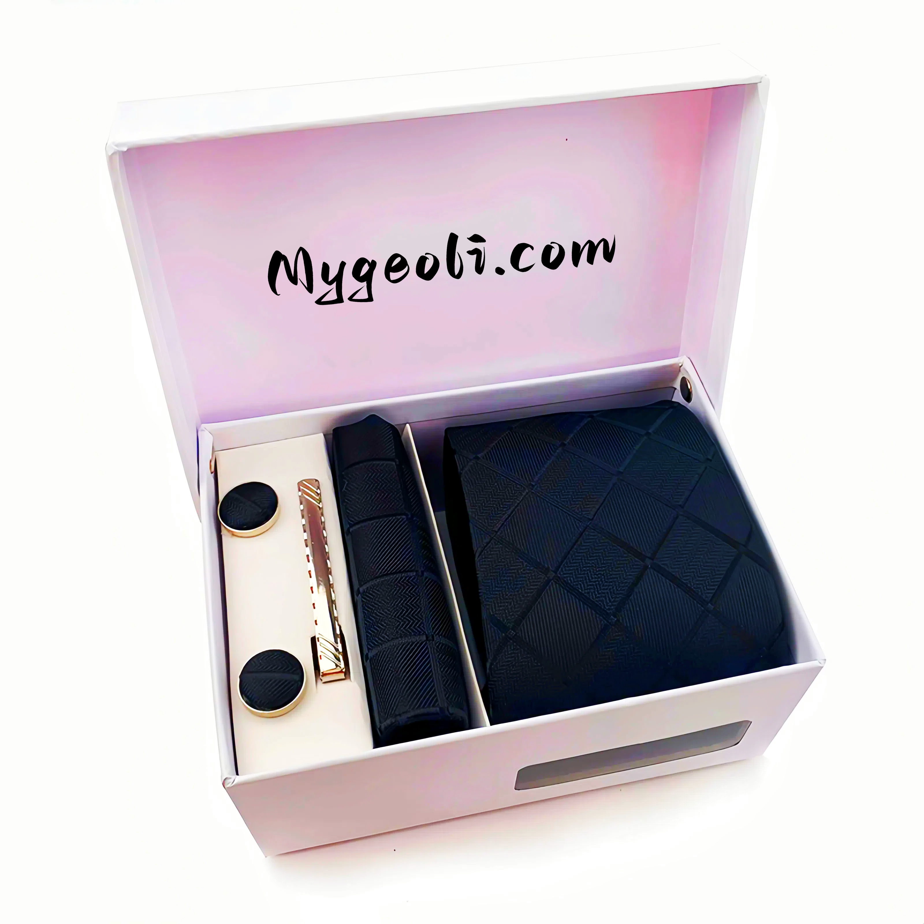 Men's tie pocket scarf tie clip cufflinks gift box set