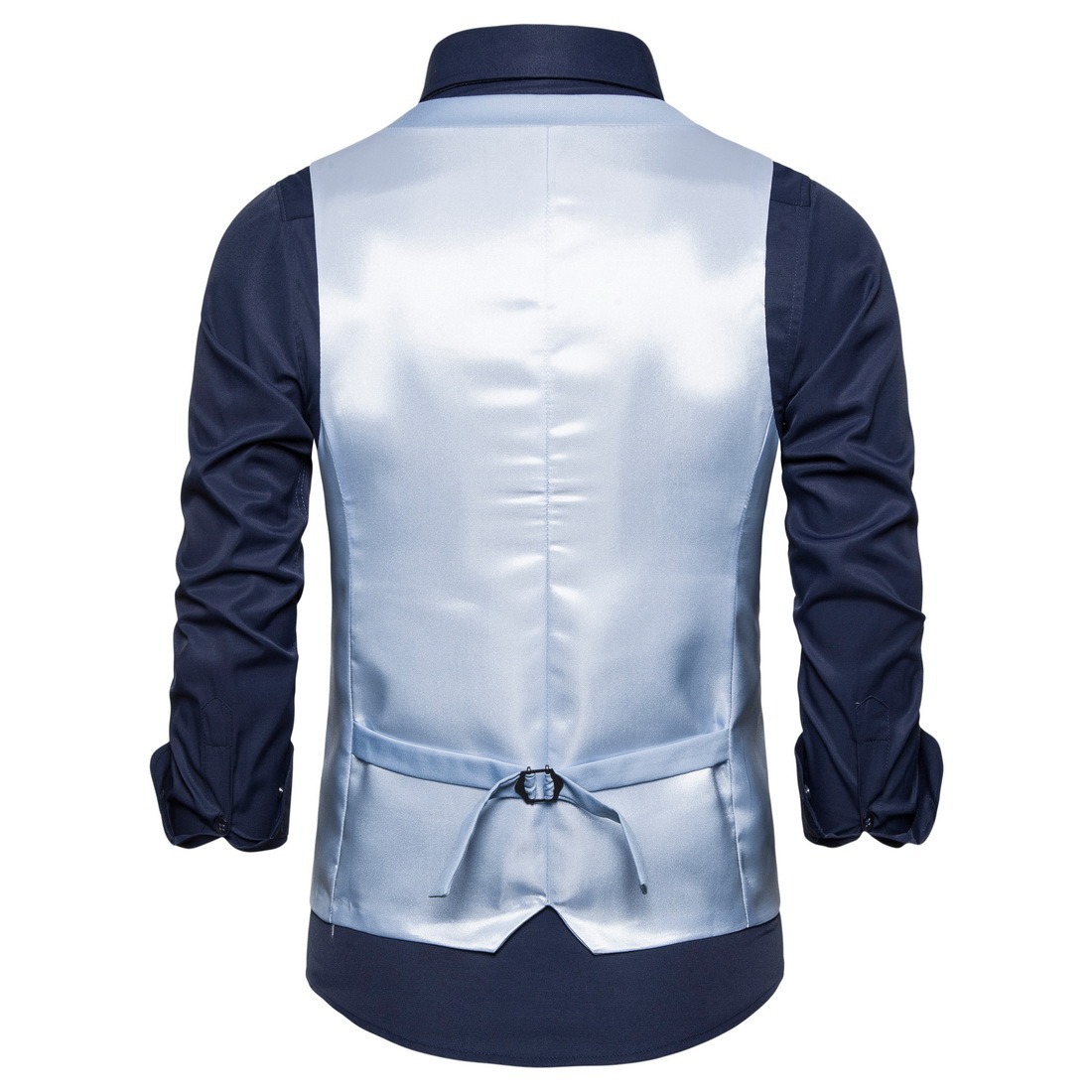 Men's Fashionable Solid Color Design Single-Breasted Pocket Design Versatile Slim-Fitting Vest