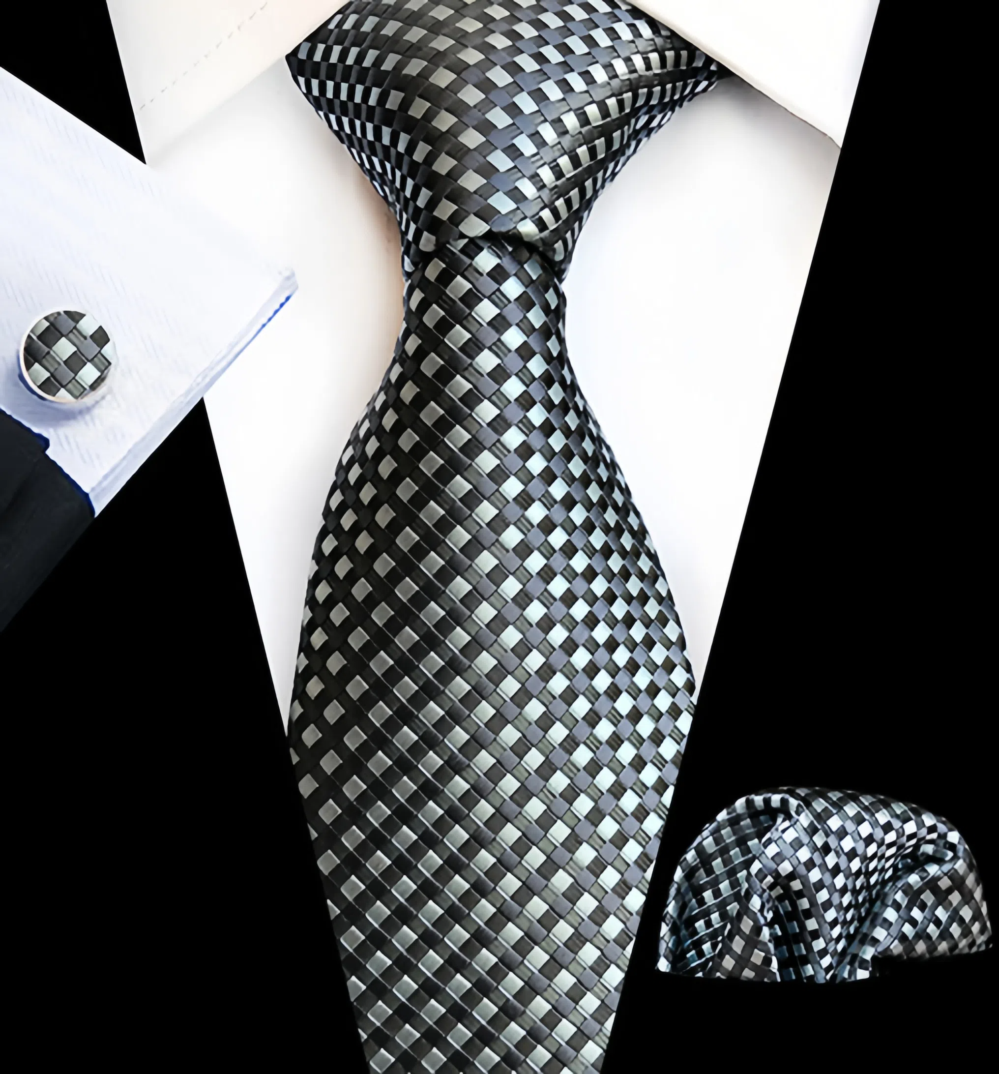 Men's tie pocket scarf tie clip cufflinks gift box set