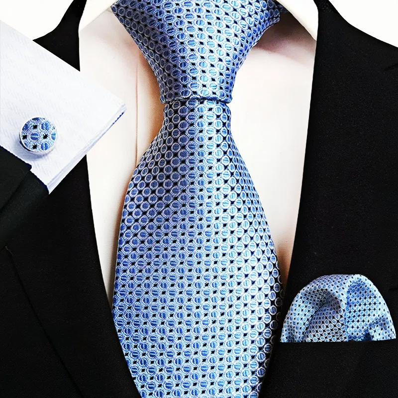 Men's Formal Work Tie Grey Yellow Striped Tie Pocket Square Cufflinks 