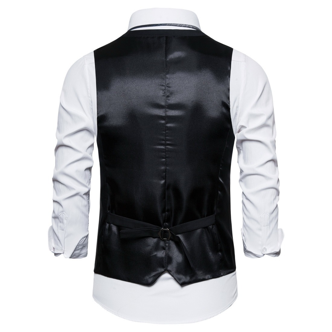 Men's Fashionable Solid Color Design Single-Breasted Pocket Design Versatile Slim-Fitting Vest