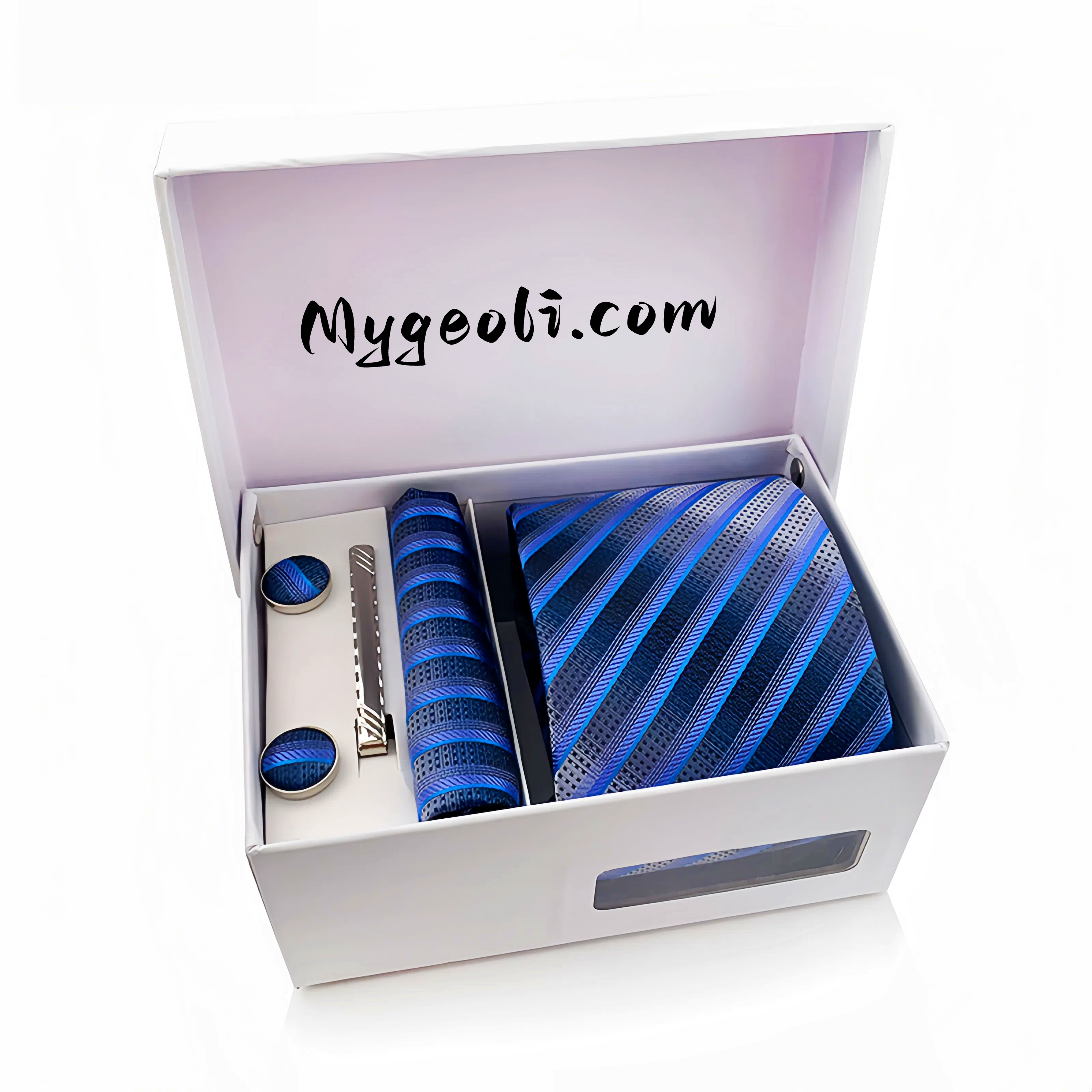 Men's tie pocket scarf tie clip cufflinks gift box set