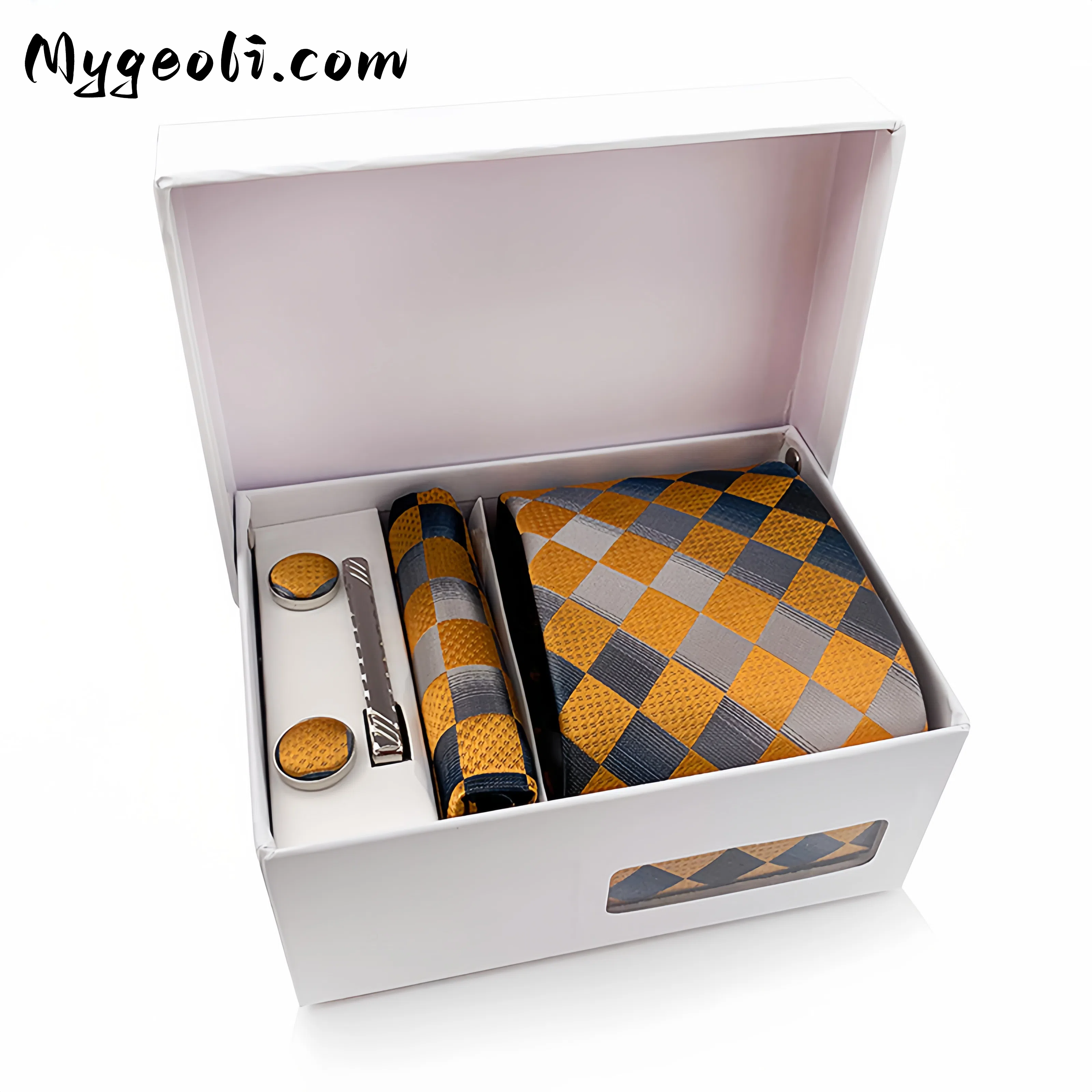 Men's tie pocket scarf tie clip cufflinks gift box set