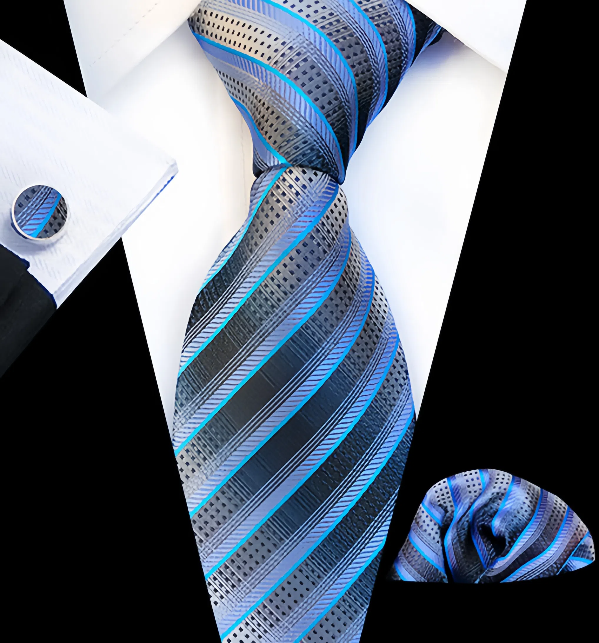 Men's tie pocket scarf tie clip cufflinks gift box set